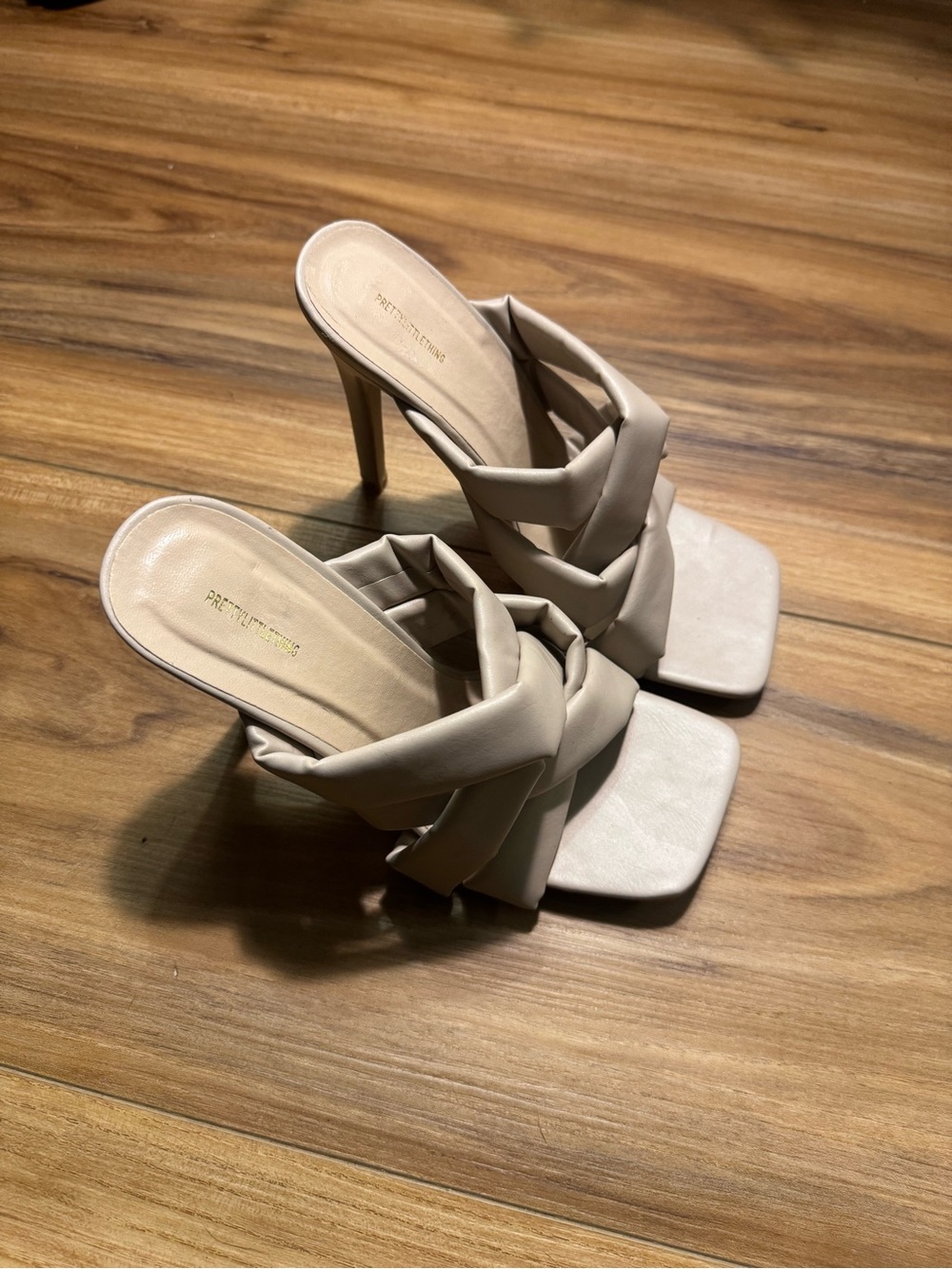 PrettyLittleThing Neutral Braided Strap Stiletto Mules